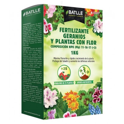 BATLLE FERTILIZANTE GERANIOS / PLANTAS FLOR 1 KG