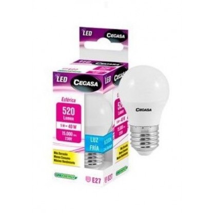 CEGASA LED ESFERICA 5W E27 FRIA 520LM