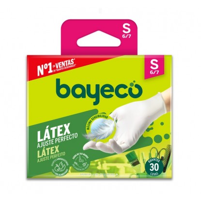 BAYECO GUANTE CUBO LATEX TS 30 UDS