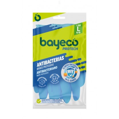 BAYECO GUANTE PROTECT ANTIBACT AZUL TL